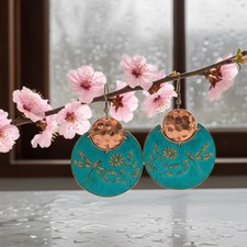 Copper Dragonfly Earrings Flora And Fauna Solid Copper Verdigris Patina