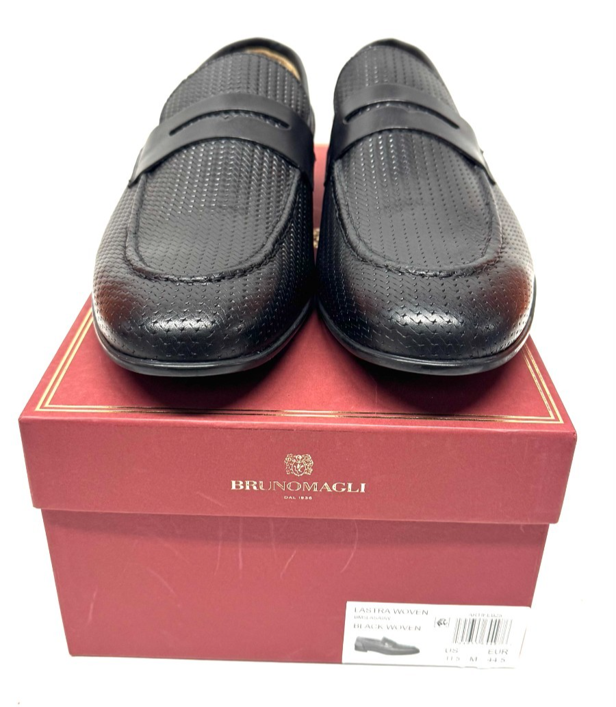 BRUNO MAGLI MEN\'S LASTRA WOVEN LEATHER SLIP ON LOAFER SHOES BLACK SIZE 11.5 M Amazon.com | Bruno Magli Men main image 4