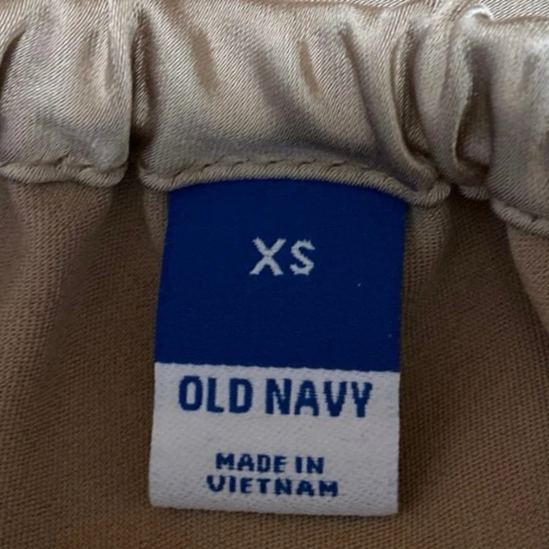 Saia lápis reta média fenda cintura alta cetim sedoso metálico dourado marinho antiga XS - Imagem 4 de 4