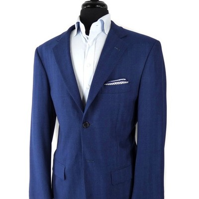 Bespoke Ermenegildo ZEGNA Italy Wool H'bone Admiral Blue