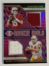 2023 Illusions Rookie Idols Clayton Tune • Vinny Testaverde Dual Patch AZ•Tampa