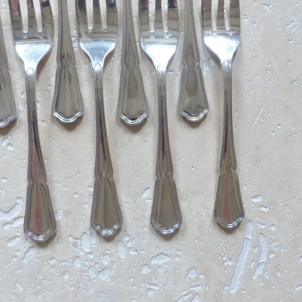 12 Fourchettes à gâteaux ERCUIS FILET CONTOUR métal argenté couverts 14,1 cm - Photo 4/4