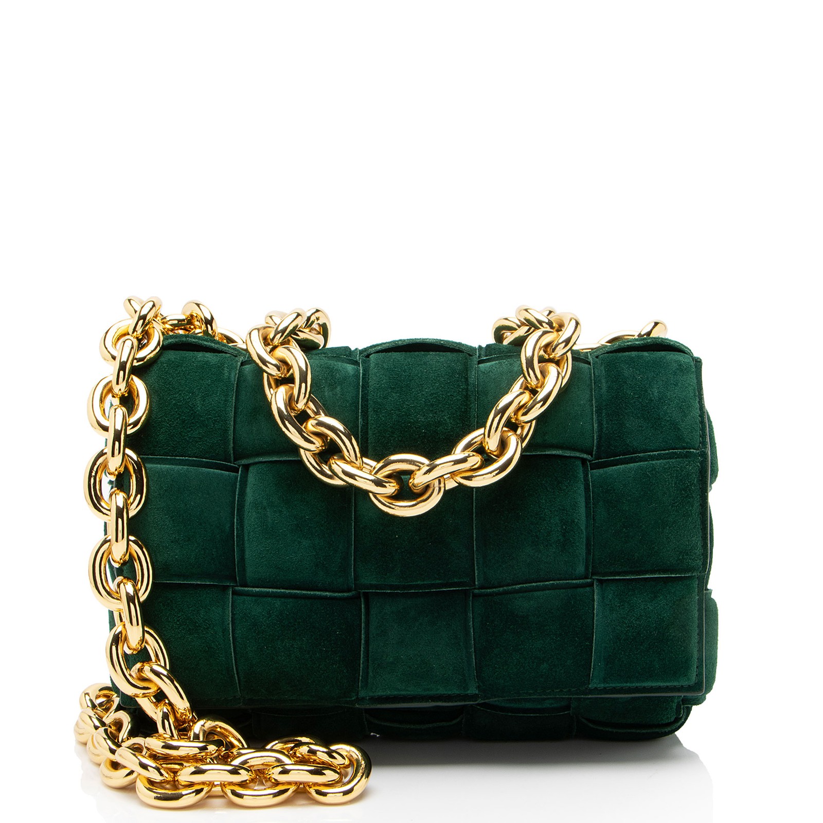 Bottega Veneta Suede Cassette Chain Maxi Shoulder Bag