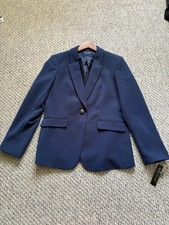 John Meyer Womens Blue Blazer Single-Breasted One-Button Notch Lined 10