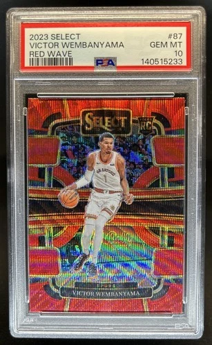 2023-24 Panini Select Victor Wembanyama Red Wave Prizm RC Concourse #87 PSA 10