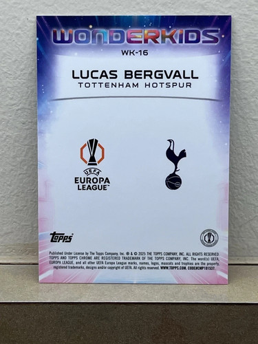 2024-25 Topps Cromo UEFA Lucas Bergvall Wonderkids RC #WK-16 - Imagen 2 de 2