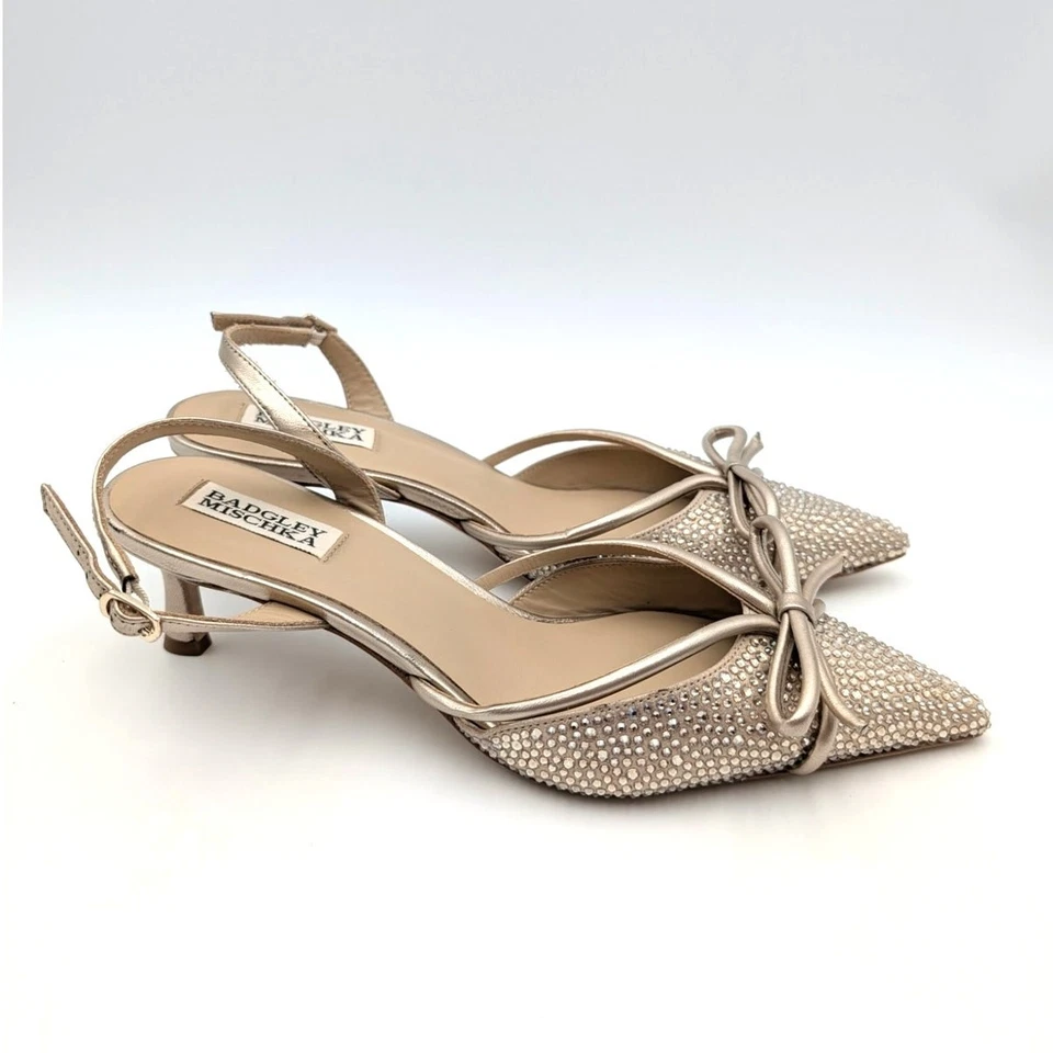 Badgley Mischka Angelina Slingback Punta Punta Gatito Tacón Bomba Talla US8.5 EU39 Foto 4 de 4