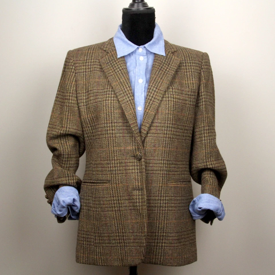 Vintage LAUREN Ralph Lauren Glen Plaid Blazer Jacket 100% Wool Women's Size 8P - Image 2 of 4