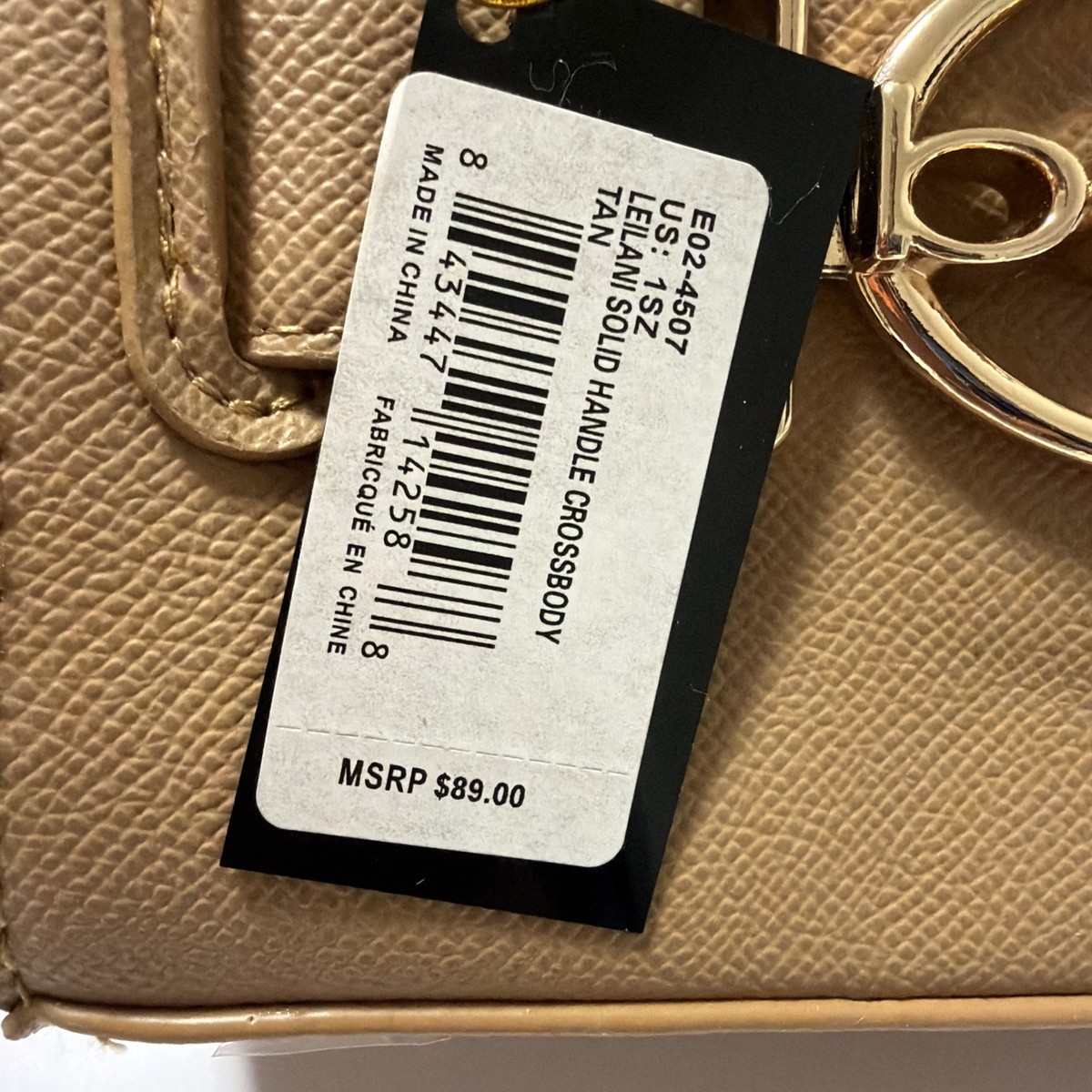 bebe Leilani Solid Handle Crossbody Satchel Purse Gold Hardware