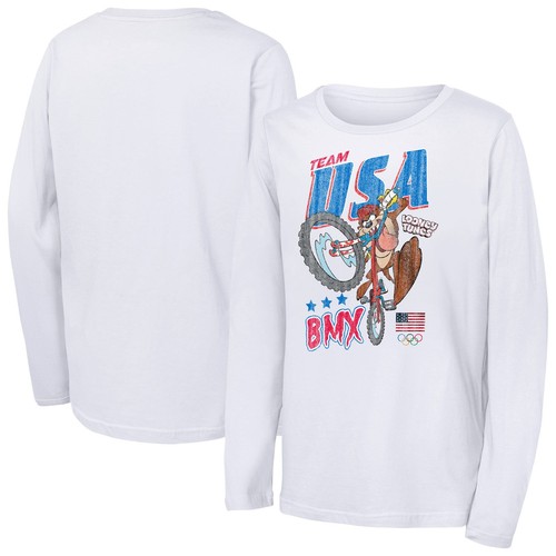 Youth Tasmanian Devil White Team USA Looney Tunes BMX T-Shirt