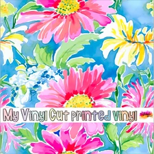 Printed Adhesive Vinyl Heat Transfer Vinyl 12 x 12 sheet Preppy Floral B Pattern
