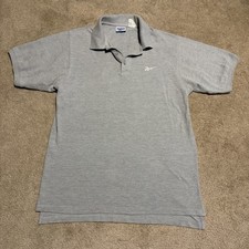 Reebok Vintage Y2K 90s Polo Mens S Gray Embroidered Vector Logo Short Sleeve