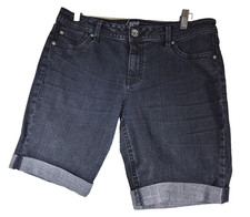 Womens ANA Mid Rise Cuffed Jean Shorts Stretch 5 Pocket Size 31 12P Blue Denim