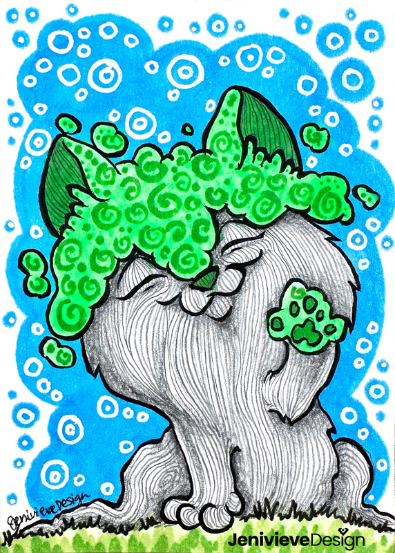 Watercolor Bonsai Cat ACEO Artist Trading Card OOAK Original Art - Not A Print