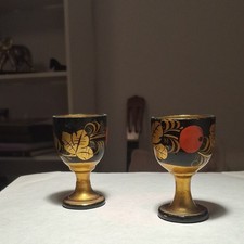 Vintage handbemalte Holzbecher, Charka ukrain...