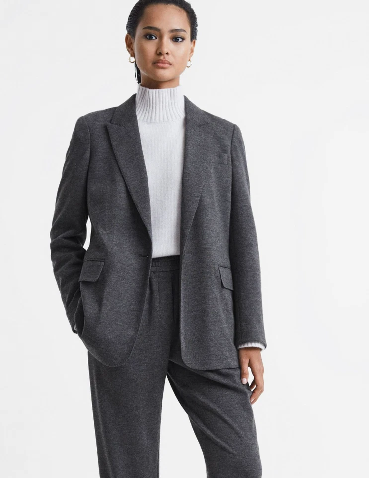 $600 NEW Reiss Amalie 100% Wool Blazer in Charcoal Grey - Image 2 of 4