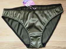 NWT Marine Lace Space Green Liquid Silky Slippery Satin Bikini Panties M