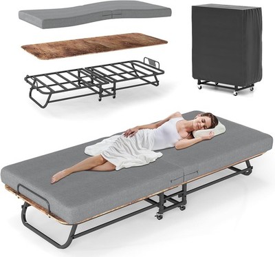 NEW TWIN FOLDING BED Cot Foam Mattress Guest Roll Away Camping Portable Sleeper!