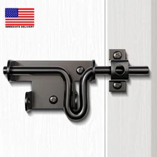 Slide Bolt Gate Latch for Wooden Fence, Heavy Duty Black Sliding Barn Door Latch