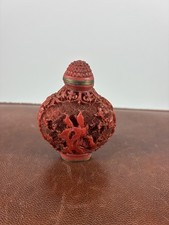 红色树脂主要古董中国鼻烟壶| eBay