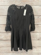 BB Dakota NWT Black Dress Lace 3/4 Sleeves Zip Entry STRETCH Women's Size Large