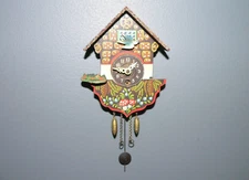 Vintage Miniature Key-Wound Hand-Painted Cuckoo Style Wall Clock