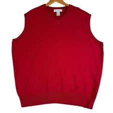 Cypress Links Sweater Vest Men's 44 Red 100 Cotton Knitted V-Neck Pullover