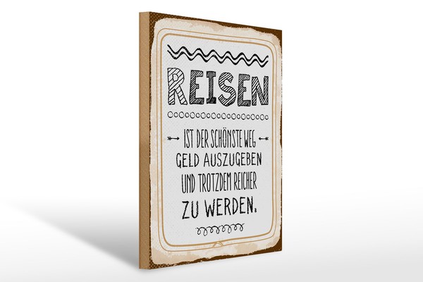 Holzschild Spruch 30X40 Cm Reisen Ist Der SchöNste Weg Deko Schild-image