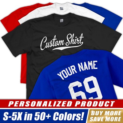 Custom Script T-Shirt Baseball Team Sports Jersey Name Number Fan Spirit  Wear