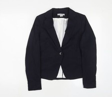 H&M Womens Blue Jacket Blazer Size 6 Button