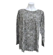 Lucky Brand OLIVE MULTI Women's Floral Print Long Sleeve T-Shirt, US 2X