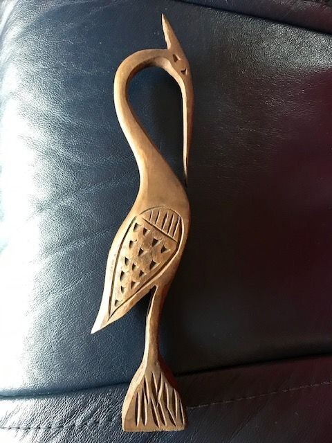 Carved Wood Heron Egret Figurine