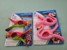 Lot Of 2 O2COOL Parrot Flamingo Boca Clips Beach Towel Holders Pool Cruise