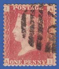 GB QV 1864 1d  RED PLATE 82 AI SG43/44 GU