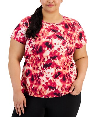 NWT Ideology Women's Relaxed Short Sleeve Tie Dye Tee Pink Size 1X $30 JJ387