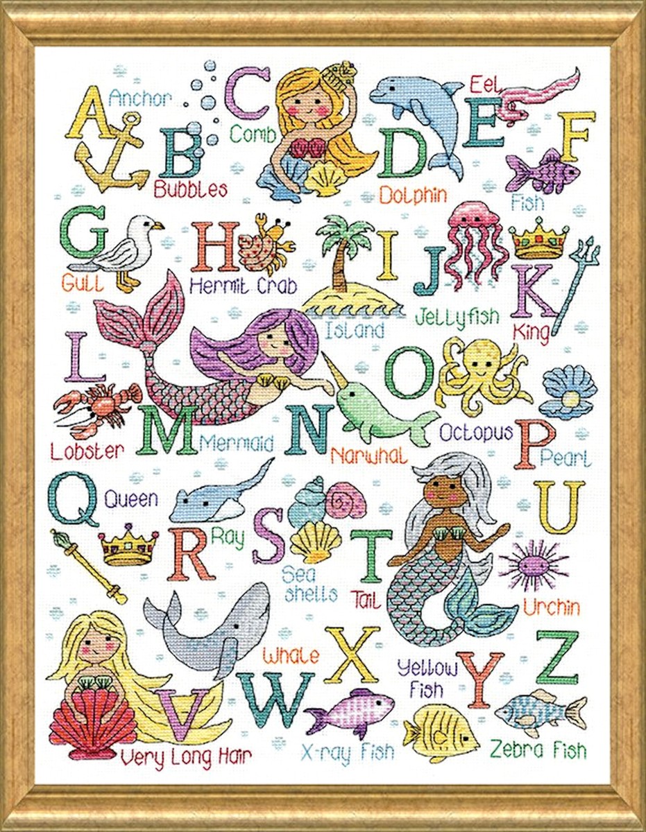 Cross Stitch Kit Design Works ~ Mermaid ABC Sea Life & Ocean