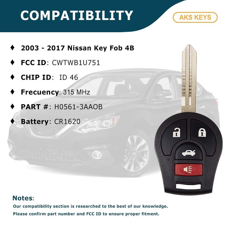 OEM NISSAN KEYLESS REMOTE HEAD IGNITION FOB TRANSMITTER - Foto 7