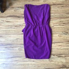 TOPSHOP Women Purple Faux Wrap Sleeveless Dress SZ 6 Ruched Shoulders
