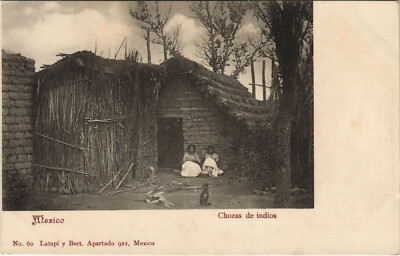 PC MEXICO, HUTS OF INDIANS, Vintage Postcard (b40869)