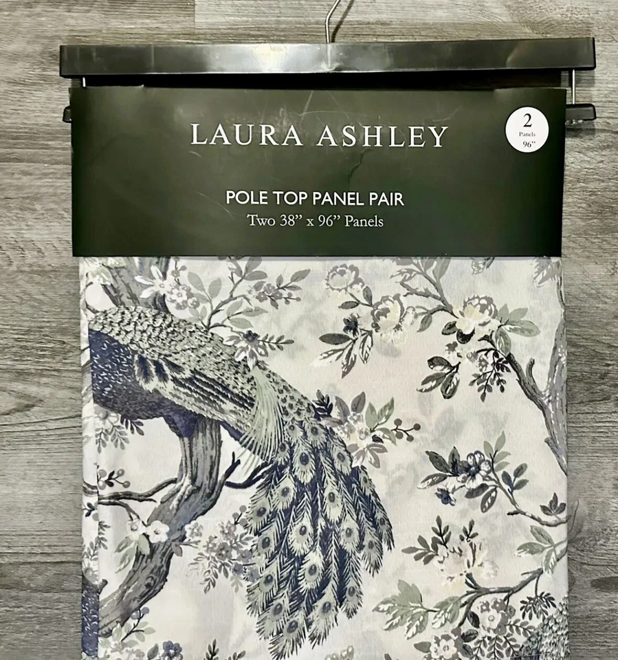 2 Laura Ashley Belvedere Peacock Window Curtains Panel Drapes 38 x 96” Panels - Image 4 of 4