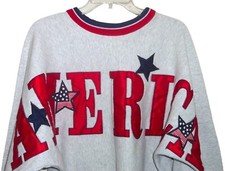 VTG 90's AMERICA SPELL-OUT LEGENDS USA PATRIOTIC JULY 4TH SWEATSHIRT M 9/11
