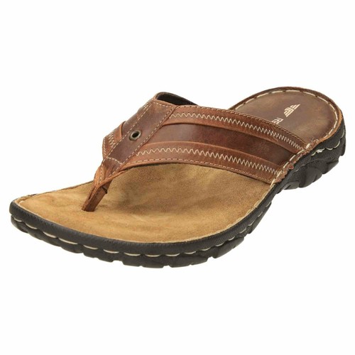 Red Tape Mens Brown Leather Flip Flop Sandals Slippers Colour: Timber