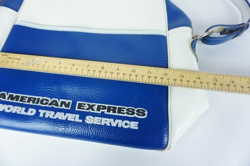 Bolso de mano American Express azul y blanco vintage dos bolsas correa de transporte - Imagen 6 de 10