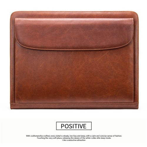 Men's Leather A4 Document Organizer Portfolio Case Business Folder - Picture 8 of 14