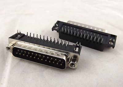 2x D-SUB DB25 2 Rows 25 Pin Male Right Angle PCB Solder Cable Adapter Connector
