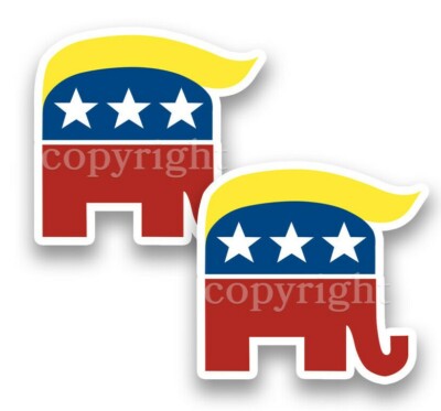 2-Pack Trump Republican Elephant Bumper Stickers - Vinyl Decals, Made In USA (2020)