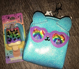 Claire's Rainbow Kitty Cat Backpack Clip Purse Unicorn Pucker POP Lipgloss Lot | eBay
