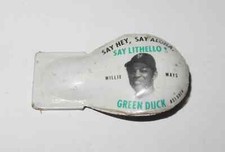 RARE 1972 METS Pin WILLIE MAYS Say Hey Aloha Lithello Green Duck Pinback Clicker