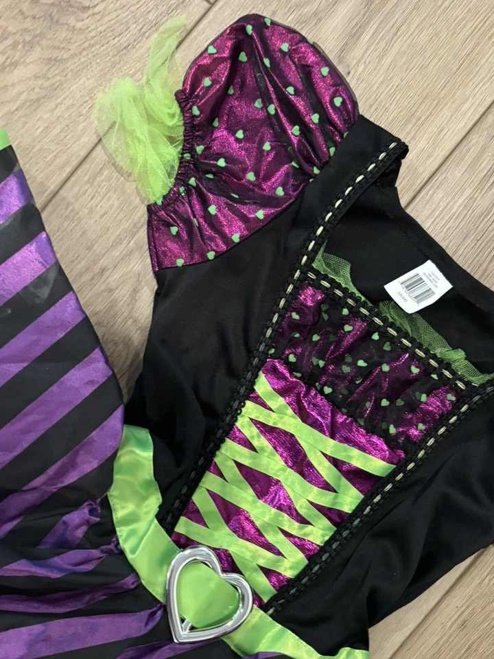 Девочек размер 6/6 x красивый зелье ведьма шляпа и платье костюм фиолетовый, зеленый, черный - Изображение 3 из 4