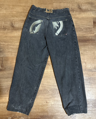 Vintage Embroidered Distressed Grey Ecko Jeans Y2K Baggy Hip Hop Fit 36x30